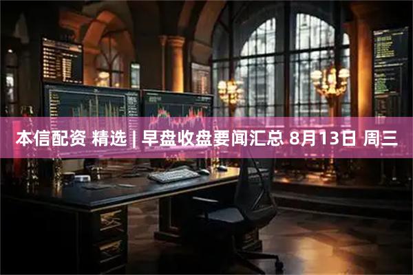 本信配资 精选 | 早盘收盘要闻汇总 8月13日 周三